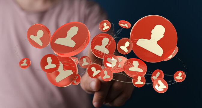 Conceptual image of interconnected user icons, symbolizing networking, social media, and virtual community, ideal for tech and communication nee