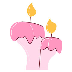 Two Pink Candles Burning With Yellow Flames On Transparent Background For Valentine Celebration