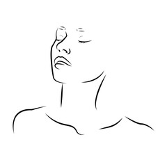 Linear portrait of a girl with closed eyes