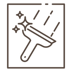 Glass cleaning squeegee icon isolated on transparent background. Window scraper with rubber blade and plastic handle. Perfect for household or professional cleaning. Editable stroke.