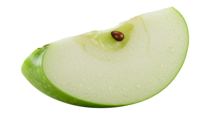 Fresh Granny Smith Apple Slice Close up on a Black Background