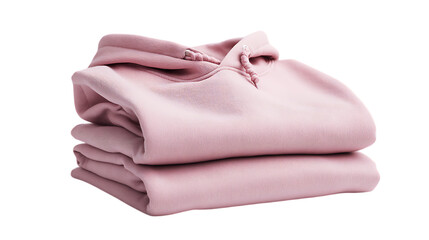 Folded pink hoodie isolated on transparent background, a cozy and stylish wardrobe staple