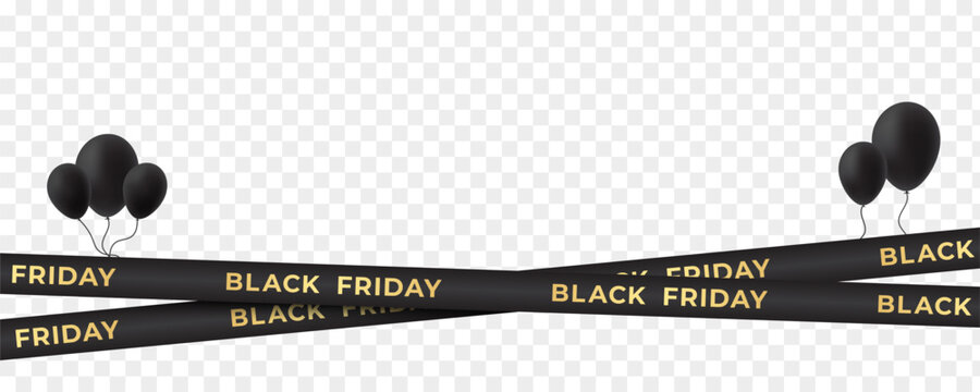 Black Friday ribbon with black balloons - Powered by Adobe
