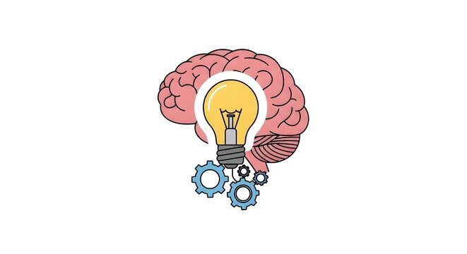 creative brain lightbulb gears innovation process
