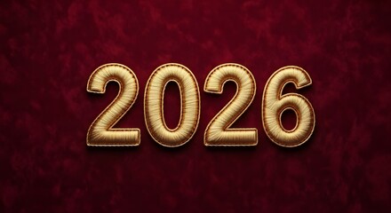 elegant golden 2026 numbers on red textured background