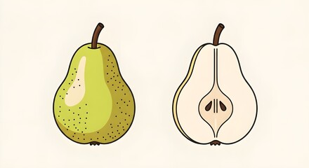 pear whole and cross section diagram