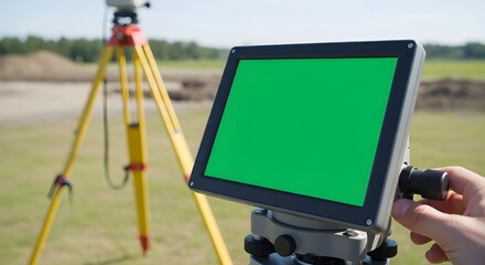 outdoor surveying instrument with green screen display