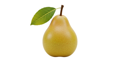 Fresh Yellow Pear with Green Leaf Isolated on Black Background