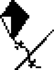 Fototapeta premium Kite With Cutting String Pixel Art: minimal 8-bit retro vector showing flying kite and snapped thread, flat blocky style for Indian kite festival, Makar Sankranti, vintage digital art & culture