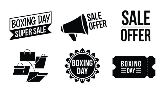 Boxing day super sale vector graphics bundle scalable eps icons for festive promotions vector illustration white background - Powered by Adobe