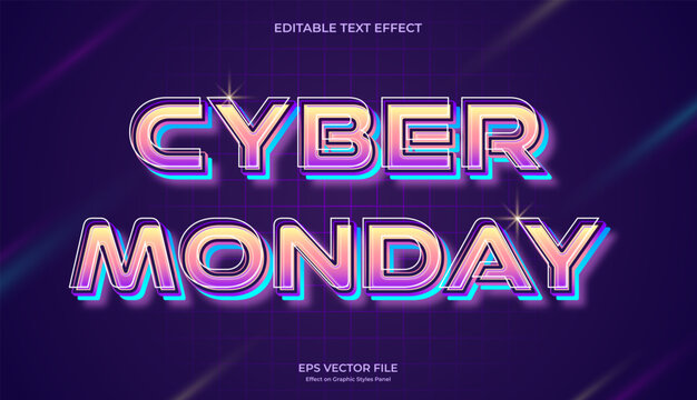 decorative neon cyber monday editable text effect design