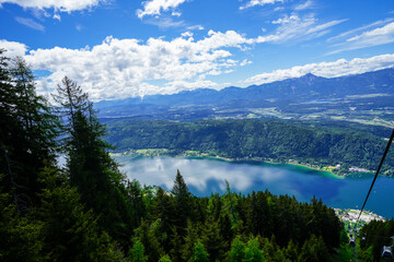 View of the surrounding landscape from the Gerlitzen Alpe. Nature on the Gerlitzen mountain in Carinthia near the Nockberge mountains.
