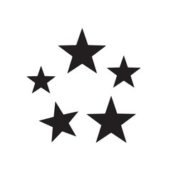 Obraz premium Five black stars arranged in a circular formation against a white background.
