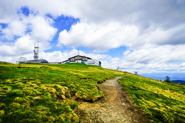 View of the surrounding landscape from the Gerlitzen Alpe. Nature on the Gerlitzen mountain in Carinthia near the Nockberge mountains.

