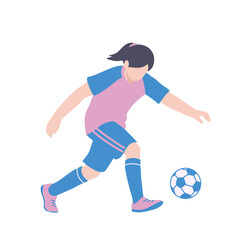 フラットイラスト　シュートを打とうとしている女の子　全身