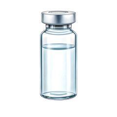 Illustration of a vaccine vial on transparent background, medical container with liquid, vaccination concept, isolated object