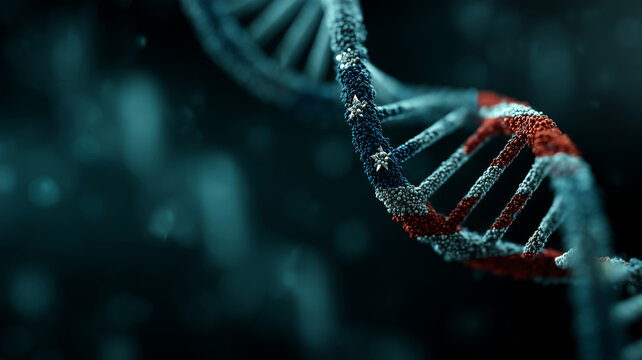 American flag transforms into a vibrant abstract DNA helix design - Powered by Adobe