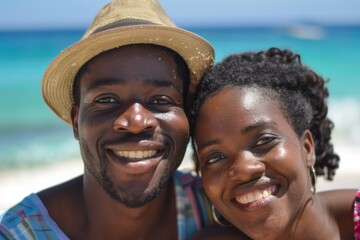 Obraz premium Happy couple enjoying a day at the beach