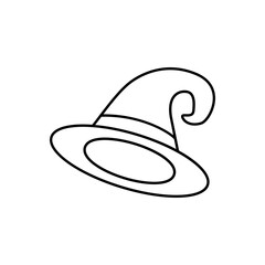 Outline magic witch hat halloween line art icon
