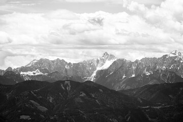 View of the surrounding landscape from the Gerlitzen Alpe. Nature on the Gerlitzen mountain in Carinthia near the Nockberge mountains.
