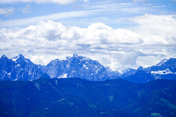 View of the surrounding landscape from the Gerlitzen Alpe. Nature on the Gerlitzen mountain in Carinthia near the Nockberge mountains.
