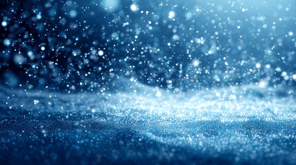 Obraz premium 青い光に包まれた雪の幻想的な風景（冬・背景）