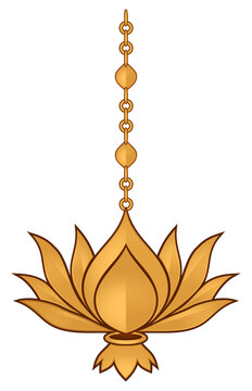 Diwali Golden Lotus Hanging Decor Vector Illustration