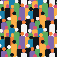 colorful crowd seamless pattern for printing