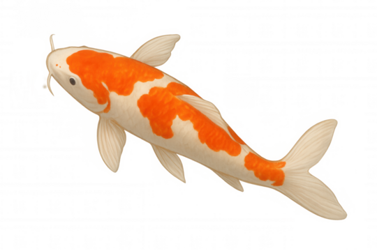 White and orange koi fish swimming, elegant traditional japanese pond symbol on transparent background - Powered by Adobe