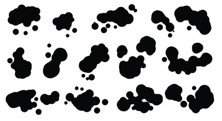 Obraz premium Collection of organic blob shapes and dots silhouette isolated on white background