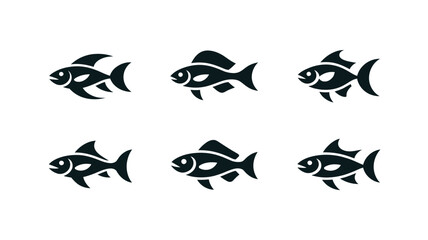 Modern vector art design six stylized goldfish illustrations scalable eps graphic vector illustration white background