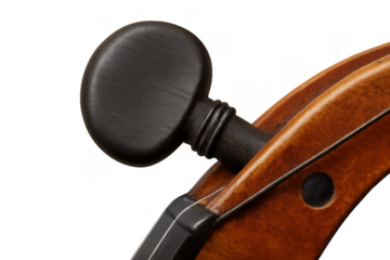 Violin tuning peg detail on transparent background