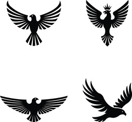 bird vector silhouette flying eagle logo design, bird vector line art decorative logo design