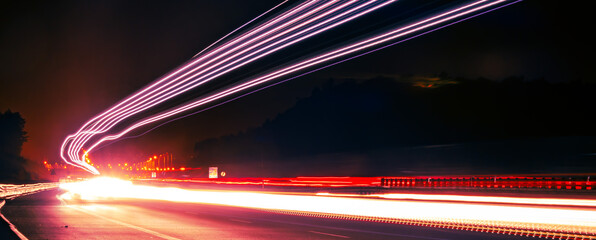 lights of cars with night