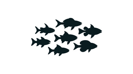 Silhouetted school of fish vector illustration scalable eps graphic art digital design vector illustration white background