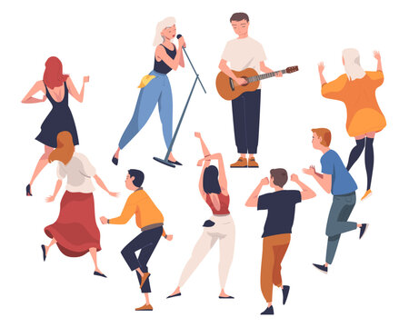 People at Concert Enjoy Artist Perform Music Vector Illustration