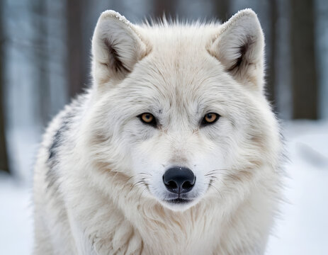 a white wolf in the snow, white wolf in winter, white wolf in winter forest