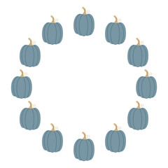 Pumpkin circle frame. Cozy autumn pumpkins. Vector flat illustration isolated on a white background