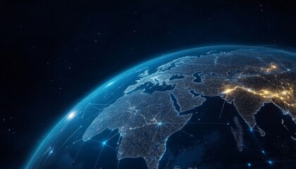 Obraz premium Global Connection Network of Planet Earth A Vast Communication Sphere Representing Connectivity