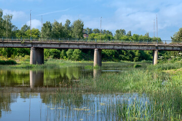 Kashin, Tver region. Automobile bridge over the Kashinka River