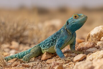 Agama Lizard in Eastern Africa - Portrait of a Wild Reptile in Natural Habitat