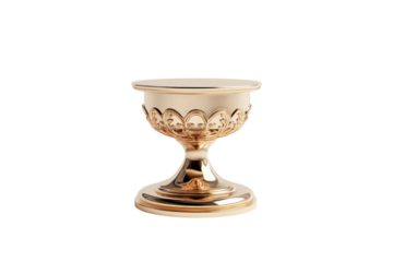 Golden Chalice: The radiant golden chalice, exquisitely crafted, stands alone, evoking a sense of solemnity, spirituality and grace.