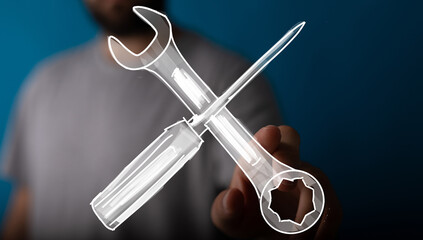 High-quality image of a hand interacting with digital tools, perfect for repair, maintenance, and tech support concepts.