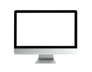 Fototapeta premium Modern, silver, minimalist all-in-one computer with a bright, empty white screen