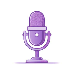 Classic purple retro studio microphone vector illustration for podcasting, broadcasting, and audio recording