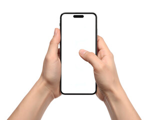 Digitized depiction featuring a smartphone held by two hands, user interaction