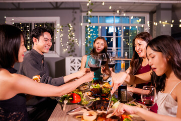  Wine glasses clinked as people celebrated the New Year and New Year's Eve parties.