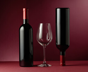 Red wine on a dark red background.