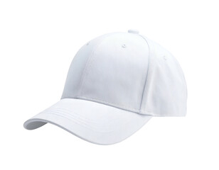 Fototapeta premium A clean, crisp, and classic white baseball cap, displayed with a shadow against a black background