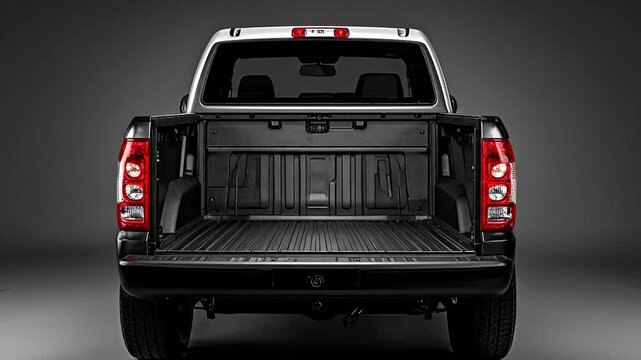 Rear view of an empty pickup truck bed with the tailgate down, ready for cargo